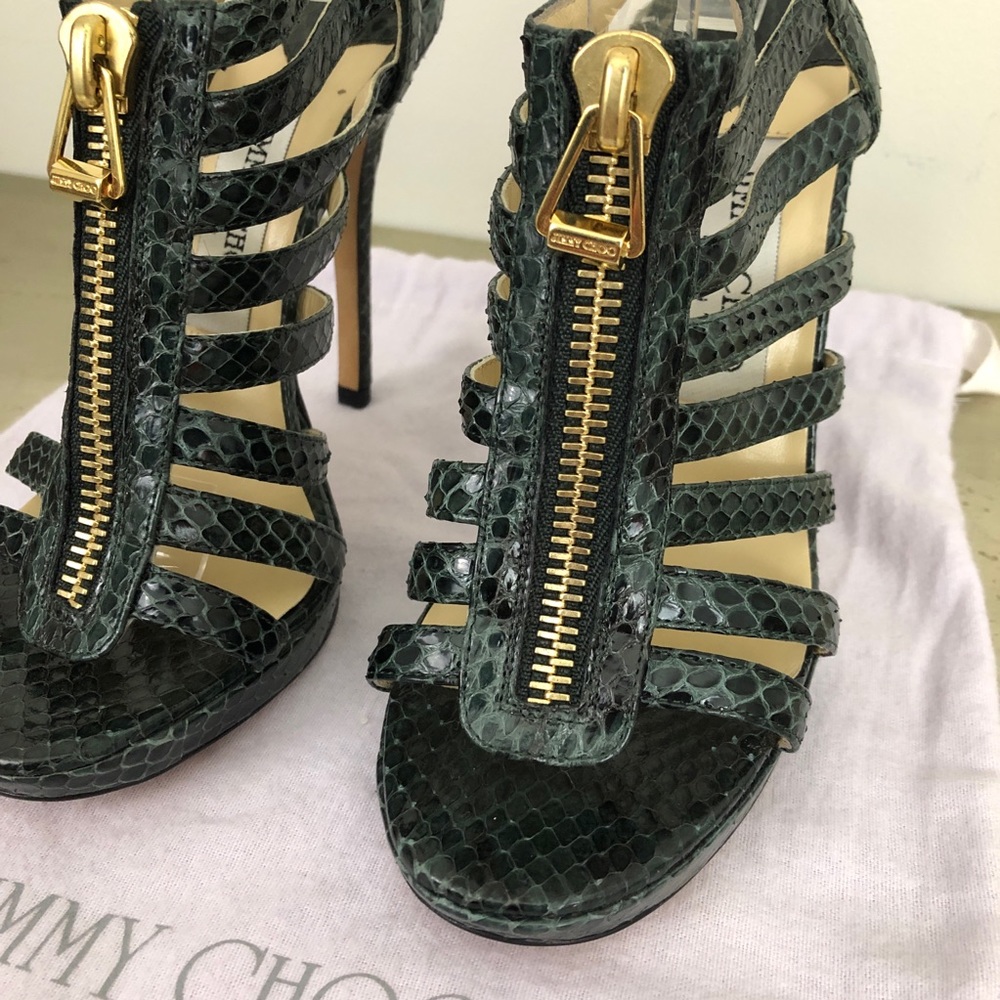Jimmy Choo Glenys Elaphe Snakeskin Sandal Gladiator Platform Heels View 4